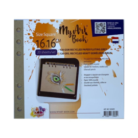 MyArtBook schetspapier 120 g/m2 Recycled Kraft gemêleerd grijs – 16 x 16cm