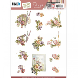 3D Push-Out - Precious Marieke - Painted Pansies - Pansies And Brushes -  SB10810