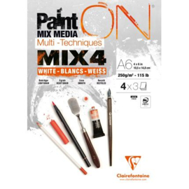 Clairefontaine PaintON MIX4 blok gelijmd 12 bladen A6 250g geassorteerd 4x3 blad