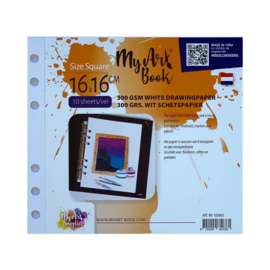 MyArtBook schetspapier 300 g/m2 wit papier – formaat 16 x 16cm