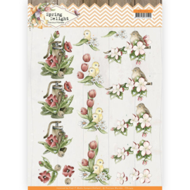 3D cutting sheet - Precious Marieke - Spring Delight - Red Flowers