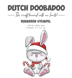 Dutch Doobadoo Unmounted Rubber Stamp Konijn candy cane - 497.004.017