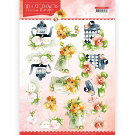 Precious Marieke - 3D Knipvel - Delicate Flowers - Teapot CD11490