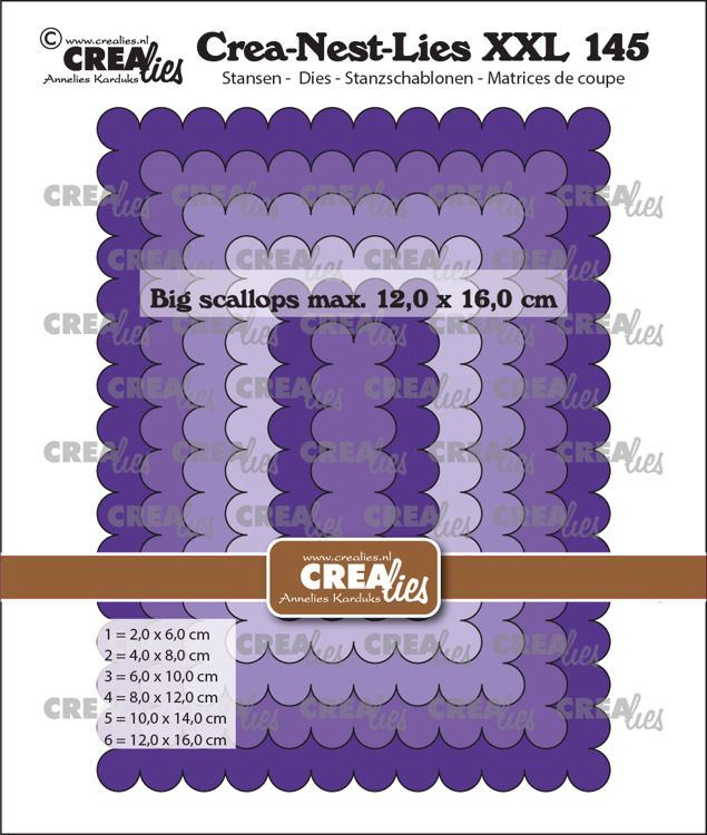 Crealies - Crea-Nest-Lies XXL stansen no. 145, Rechthoeken met grote schulprand