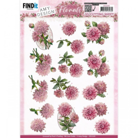 3D knipvel - Amy Design - Pink Florals - Dahlia - CD12105