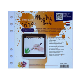 MyArtBook 160 g/m2 extra glad wit marker papier – formaat 16 x 16cm