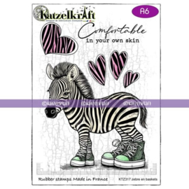 Katzelkraft - Zebra en baskets - Unmounted Rubber Stamp - KTZ317