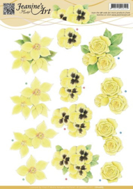3D Knipvel - Jeanines Art - Gele bloemen CD10685