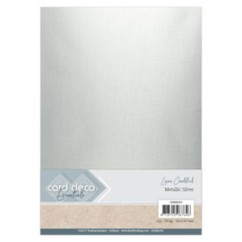 Card Deco Essentials - Metallic Linnenkarton - Metallic Silver - verpakt per 3