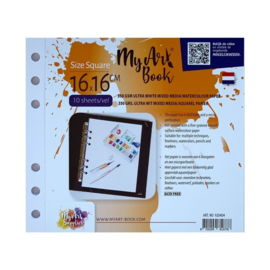 MyArtBook 350 g/m2 ultra wit mixed media / aquarel papier – formaat 16 x 16cm