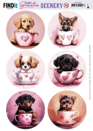 Scenery Push out - Berries Beauties - Puppy in Cup -Round - BBSC10083