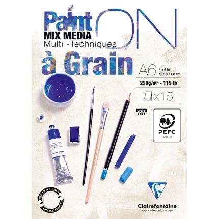 Clairefontaine A6 paint on multi techniques a grain 250 gram 15 vellen