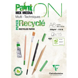 Clairefontaine A6 paint on multi techniques gerecycled 250gram 15 vellen