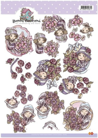 3D Knipvel - Yvonne Creations - meisje met bloemen - CD10165