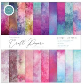 Craft Consortium - Essential Craft Papers 12x12 Inch Paper Pad Grunge - Mid Tones  - CCEPAD032