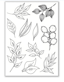 Julie Hickey design JH1084 Medley of Leaves 5 Stamp Set