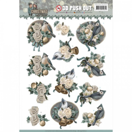 3D Push Out Amy Design - Birds And Bells Christmas Wishes  - SB10294