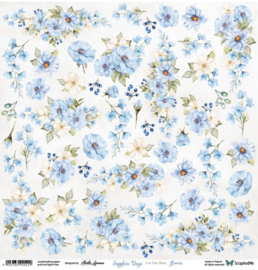 Designpapier Sapphire Days Flowers 1 - knipvel - 30.5x30.5