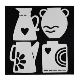 Crafty Individuals Craft Stencils - 'Jugs and Vases' Stencils x 4 items, up to 8cm x 10cm