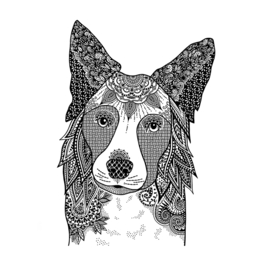 Crafty Individuals CI-594, 'Happy Collie' Unmounted Rubber Stamps
