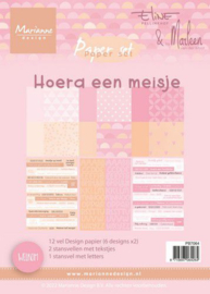 Marianne Design - PB7064 - Eline‘s Paperset Hoera een meisje (NL) - A5