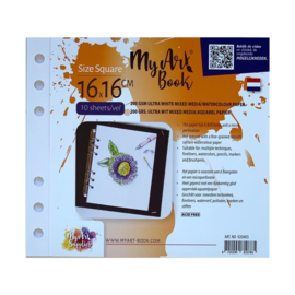 MyArtBook 200 g/m2 ultra wit mixed media / aquarel papier – formaat 16 x 16cm
