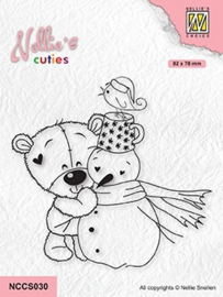 Nellie choice NCCS030 Nellie's Christmas Cuties "Bear with snowman"