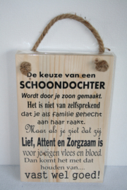 Tekstbord De keuze van een schoondochter