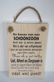 Tekstbord De keuze van een schoonzoon