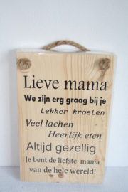 Tekstbord Lieve mama