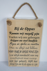 Tekstbord Bij de oppas