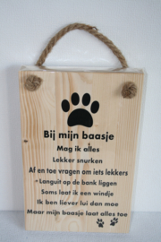 Tekstbord Bij mijn baasje hond