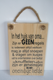 Tekstbord In het huis van oma