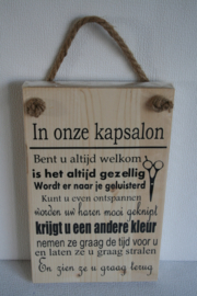 Tekstbord In mijn kapsalon