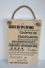Tekstbord Regels bij opa en oma