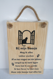 Tekstbord Bij mijn baasje kat