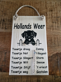 Weerbericht hond bij hekje