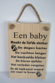 Tekstbord Een baby