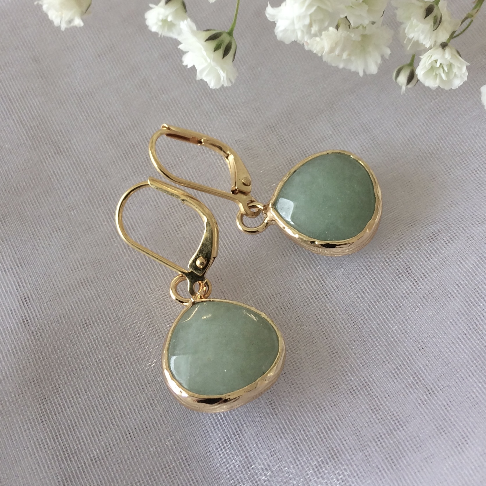 Gouden Oorbellen Jade