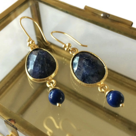 Gouden Oorbellen Lapis Lazuli