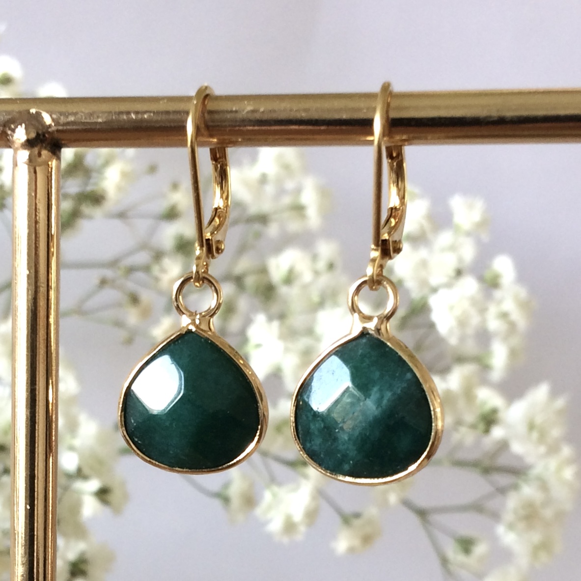Gouden Oorbellen Jade