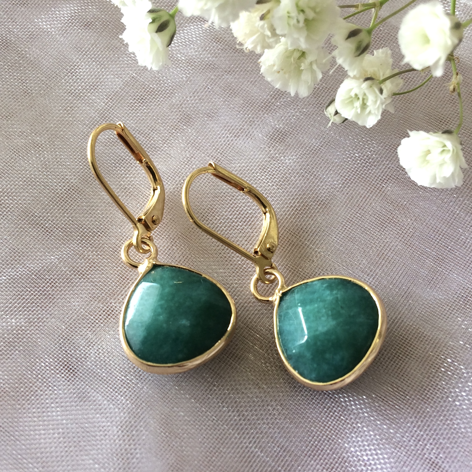 Gouden Oorbellen Jade