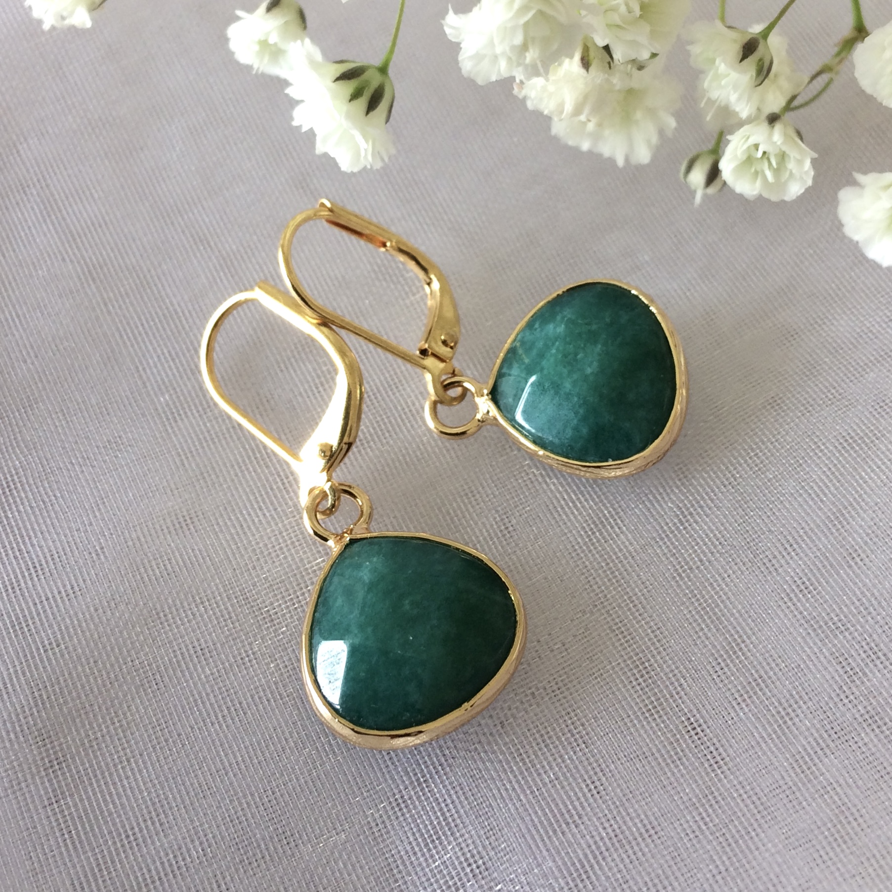 Gouden Oorbellen Jade