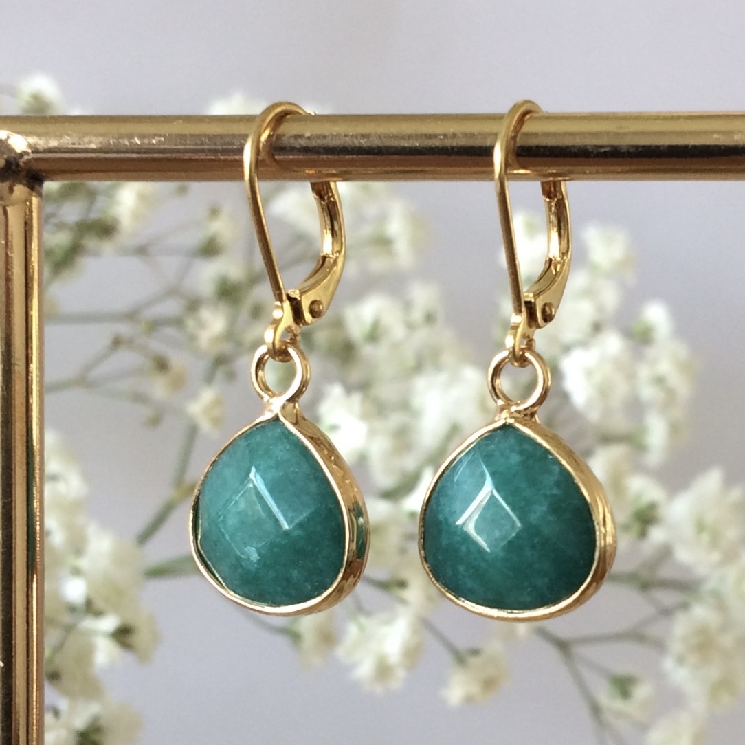 Gouden Oorbellen Jade