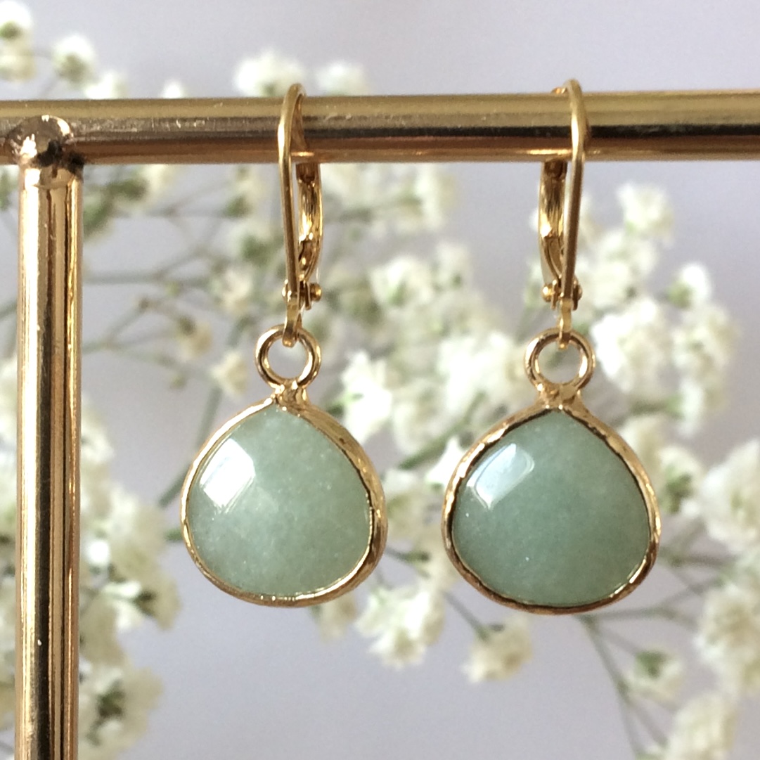 Gouden Oorbellen Jade