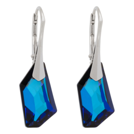 Zilveren Oorbellen Swarovski Kristal Elements De-art Bermuda Blue 18MM