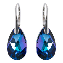 DBD - Zilveren Oorbellen - Kristal - Druppel Paars Blauw Heliotrope - 22MM