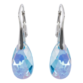 Zilveren Oorbellen - Swarovski Kristal Elements - Aquamarijn Blauw - 16MM - Anti Allergisch