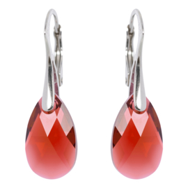 Zilveren Oorbellen - Kristal - Magma Rood - 16MM - Anti Allergisch