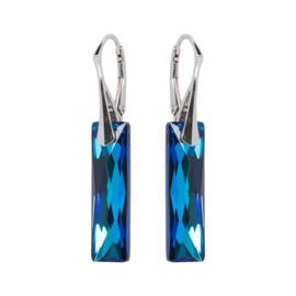 Zilveren Oorbellen - Swarovski Kristal Elements - Baquette - Bermuda Blauw